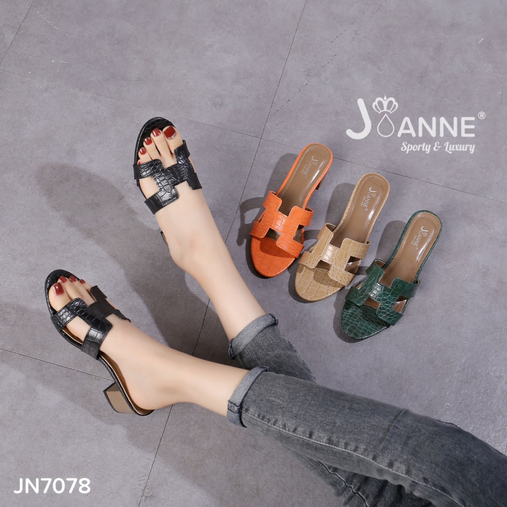 JOANNE Chunky Mules Heels Starps Shoes #JN7078 ORIGINAL