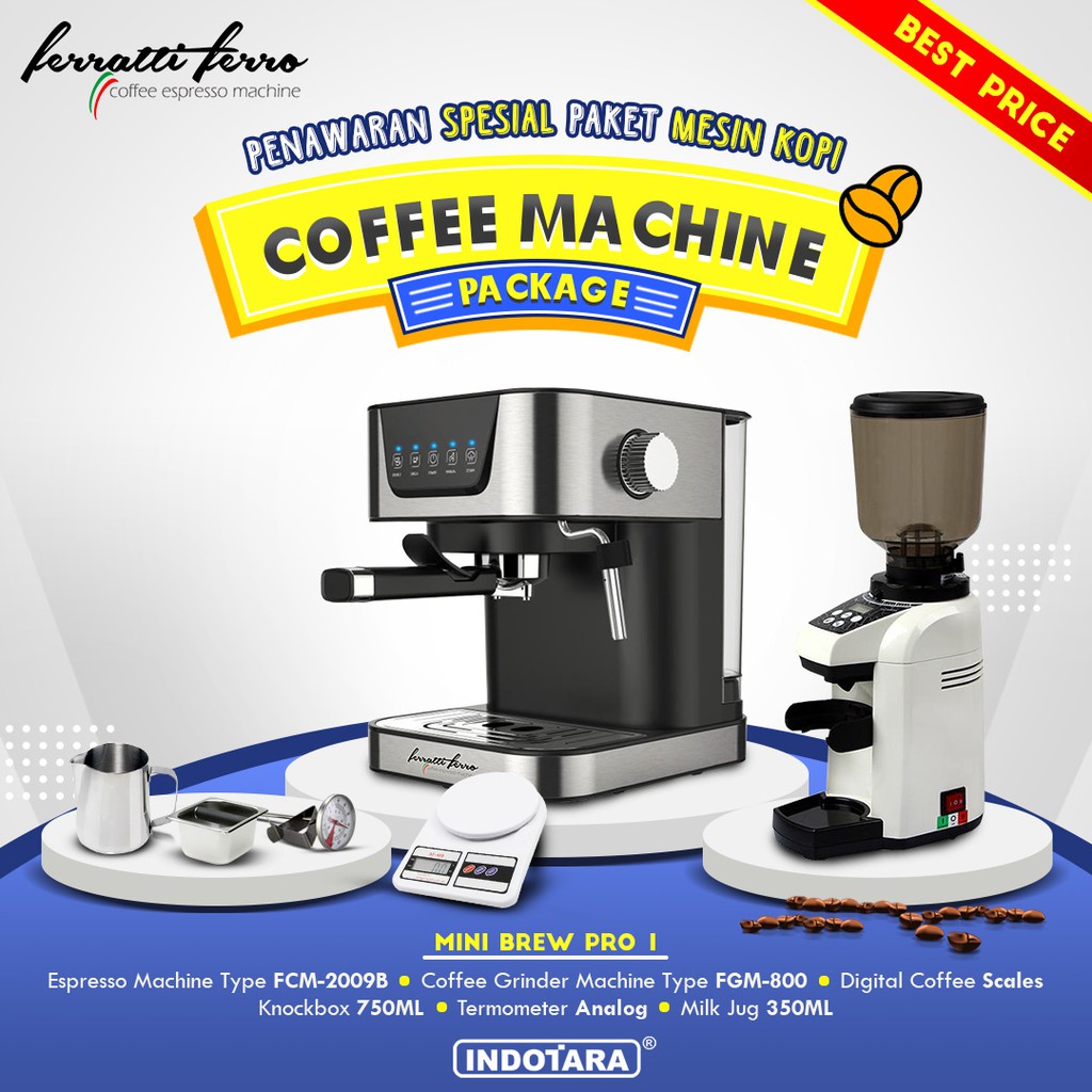 Paket mesin kopi Espresso Mini Brew Pro 1 - 2 - 3