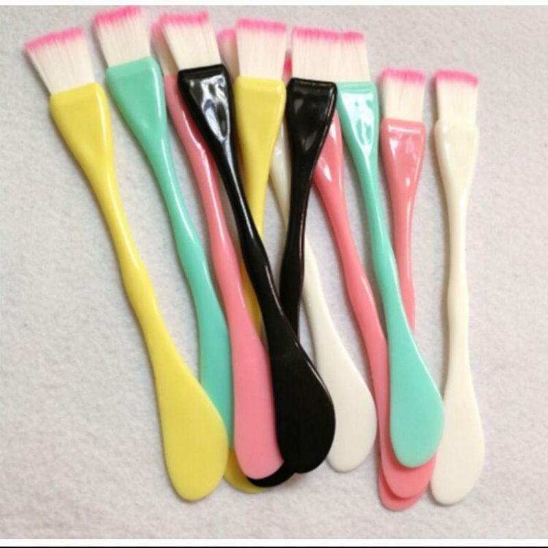 KUAS MASKER WAJAH 2 IN 1 KUAS MASKER BULU SPATULA MURAH IMPORT BRUSHES MAKE UP TOOLS