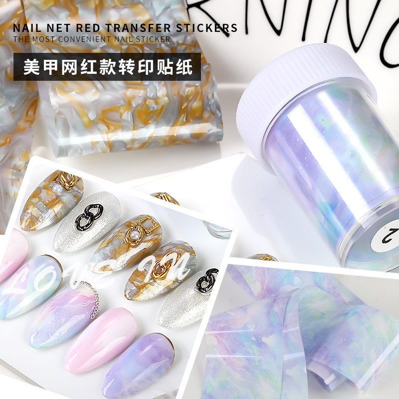 【 COD 】Aurora Broken Glass Foils Nail Foil Decoration / Transfer Foil Aurora Sticker Nail Art / Glass Foil