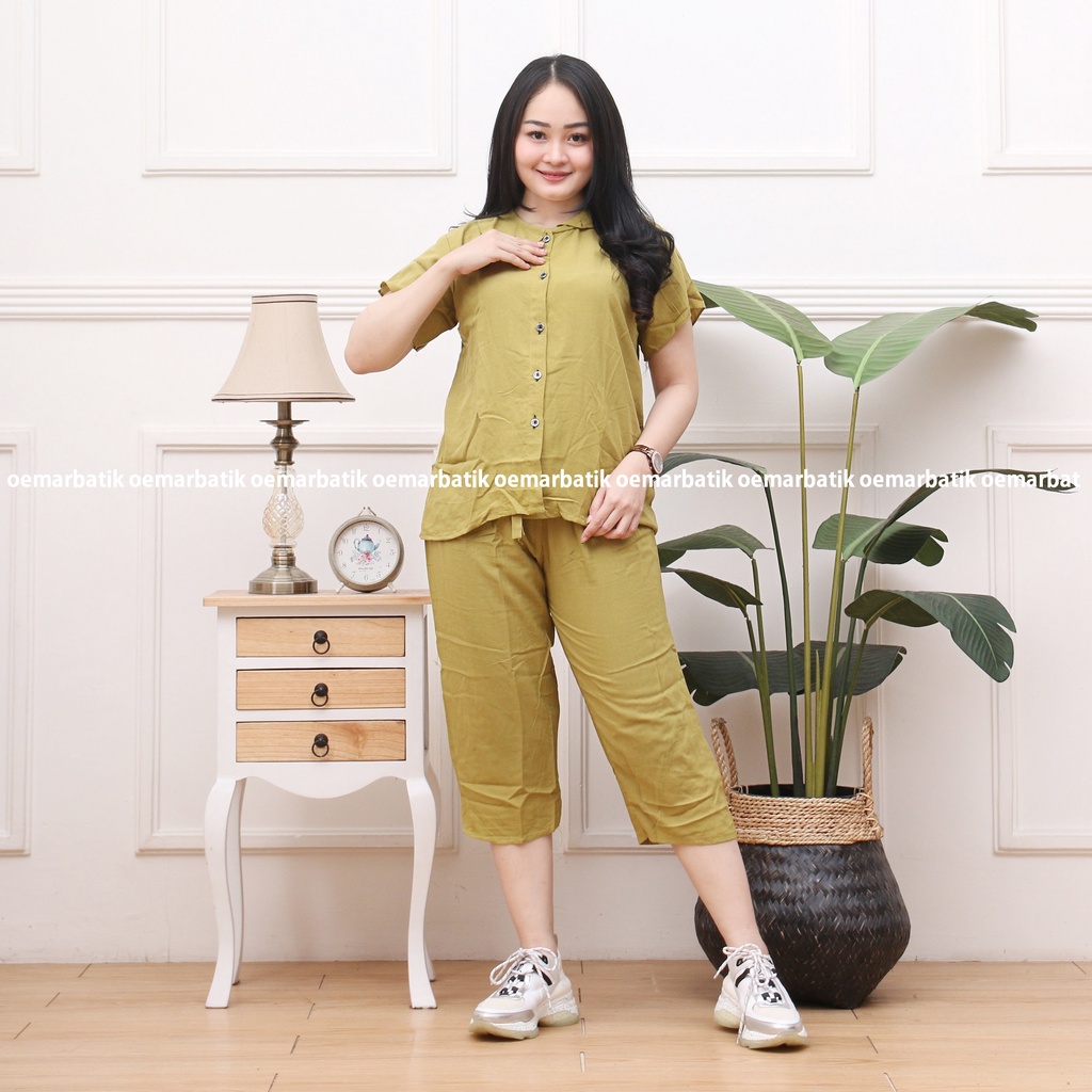 BAJU ONE SET DAILY OOTD PAJAMAS PIYAMA PAKAIAN TIDUR CELANA SETELAN POLOS  KEMEJA BAHAN KATUN RAYON