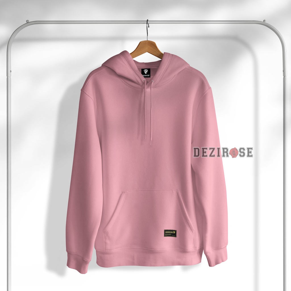 Sweater Hoodie Polos Pria Wanita Bahan Fleece Tebal Premium Quality Size M-XL-BabyPink