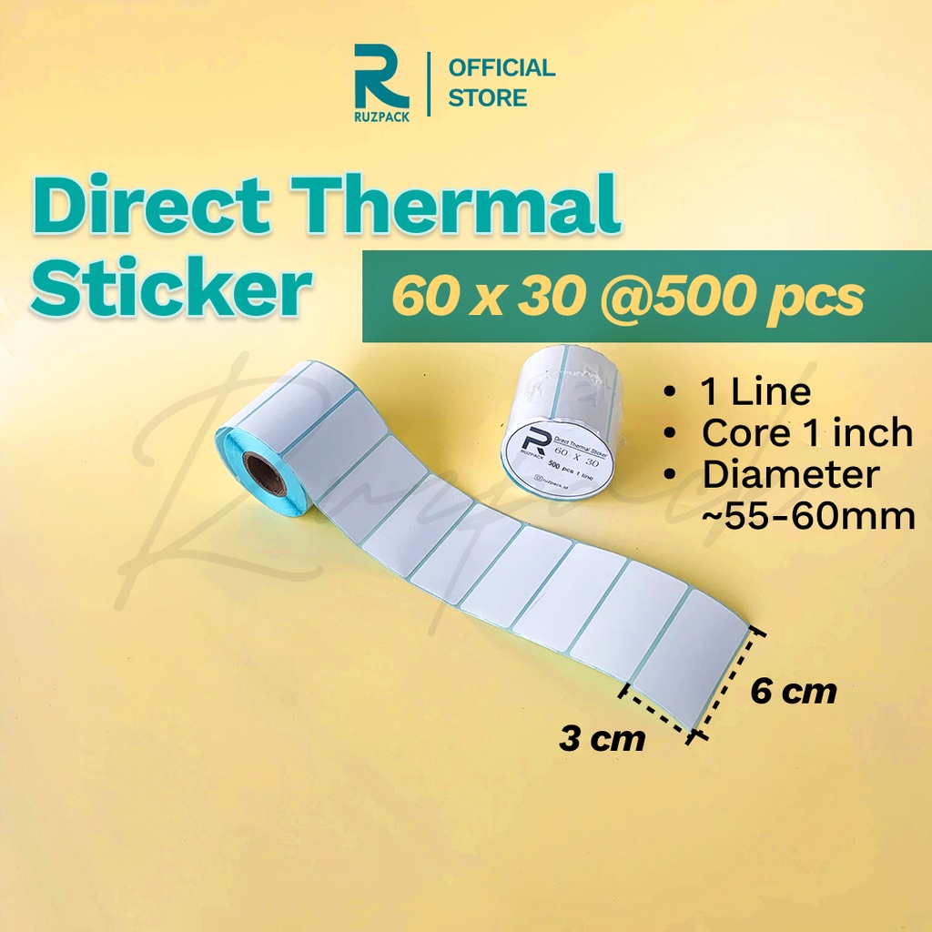 Direct Thermal Sticker [60x30MM] Stiker Resi Pengiriman Label Barcode Thermal 1 LINE 500 PCS