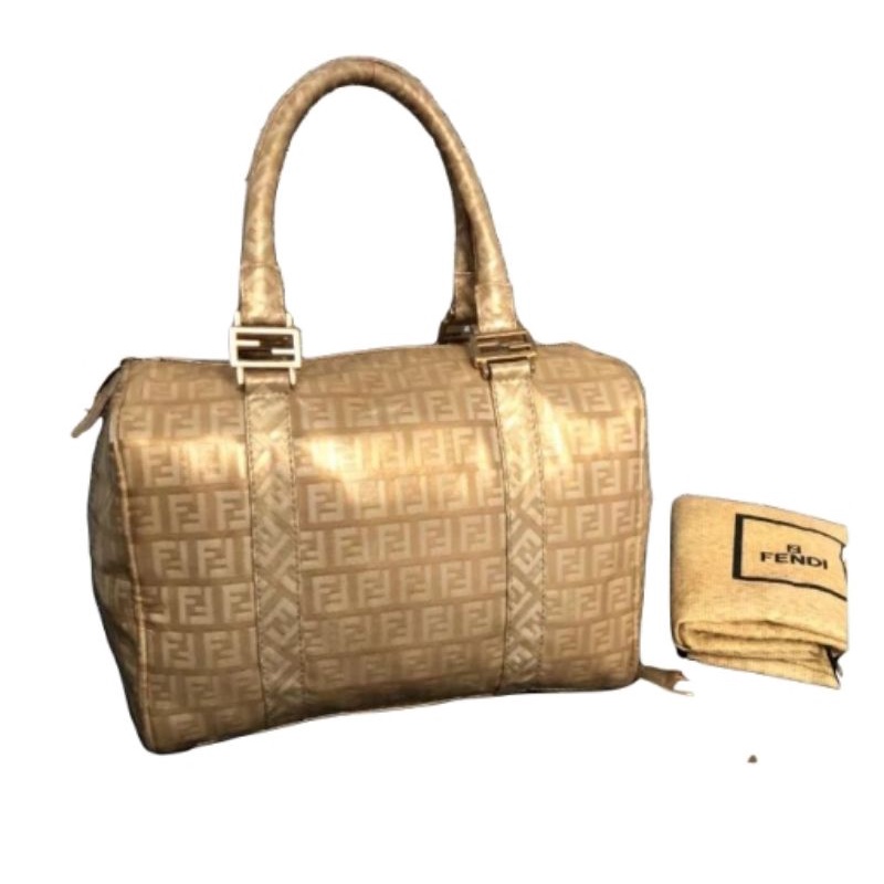 preloved fendi zucca pattern boston gold