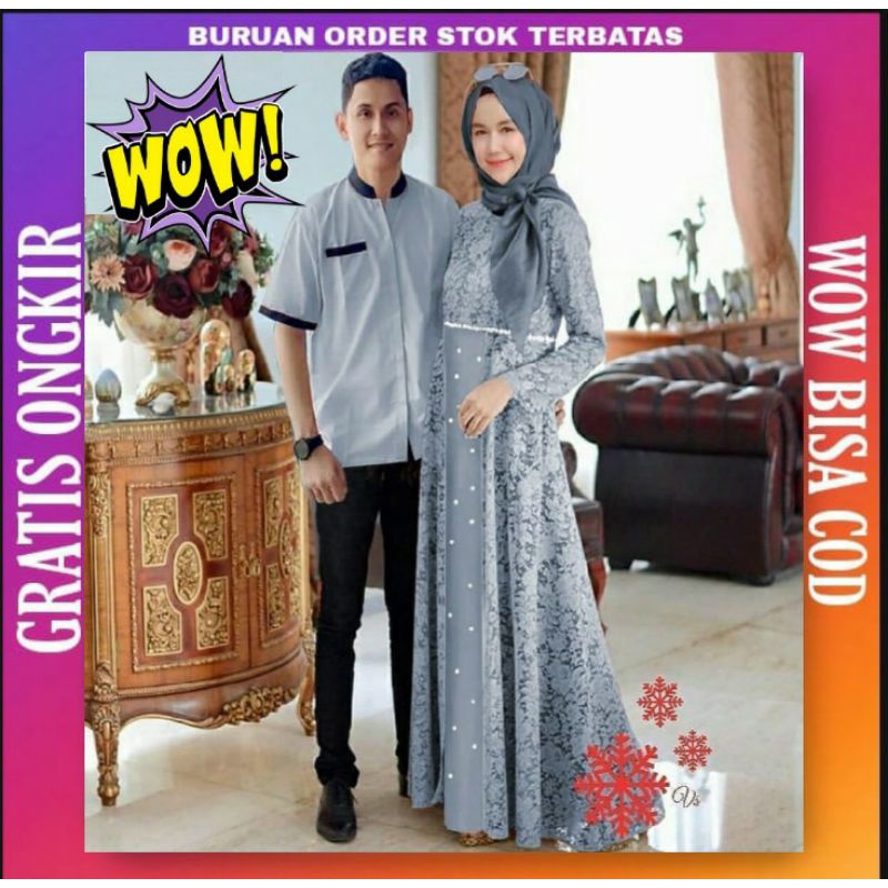 setelan set baju pakaian gamis dress Cuople brokat busana fashion wanita muslim pasangan remaja mode