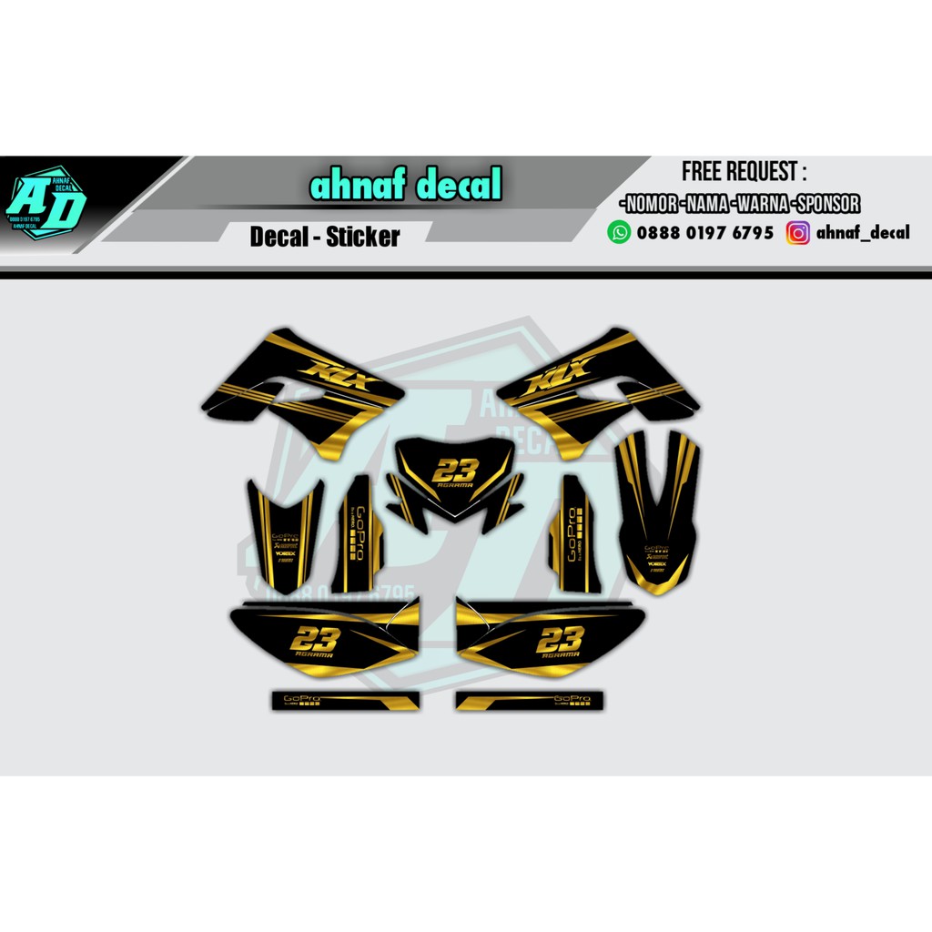 Decal KLX BF / D TRACKER LAMA Design Gold Black Fullbody