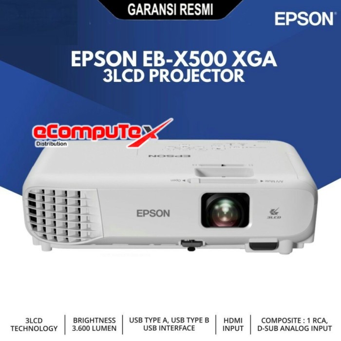 PROJECTOR EPSON EB-X500 / PROYEKTOR EBX500 XGA 3LCD HDMI GARANSI RESMI