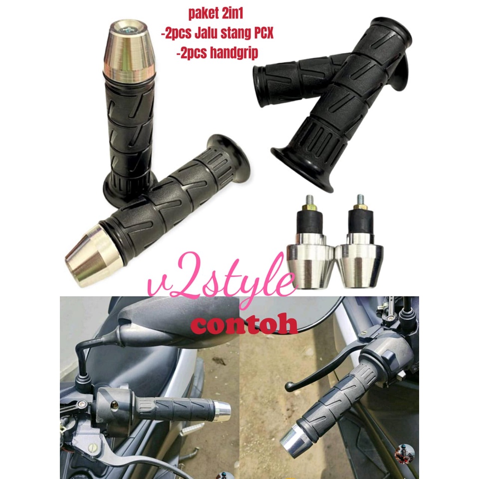 paket HANDFAT GRIP HITAM KAWASAKI KAZE + JALU STANG BANDUL CHROME FU SET CHROME KANAN KIRI Hand grip Kaze set Jalu Fu Nmax Pcx Beat Vario Scoopy Revo Supra Sonic Mio Xeon Jupiter Maxi Lexi Aerox Xride Fino Soul Freego R25 KLX Crf Trail Genio Cros Vixion