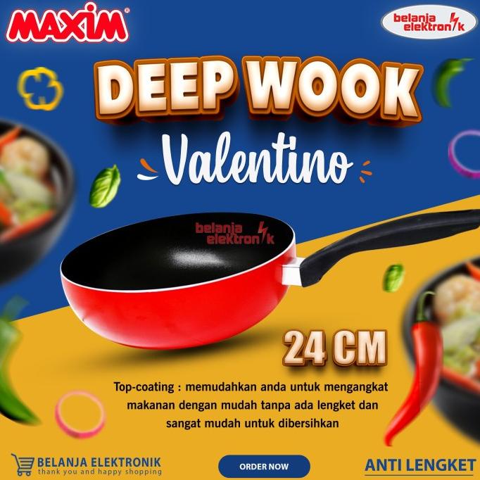 MAXIM VALENTINO DEEP WOK TEFLON 24 CM WAJAN TEFLON PENGGORENGAN