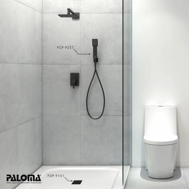 SHOWER SET TANAM PALOMA FCP 9227 4 WAY KERAN AIR PANAS DINGIN HITAM BLACK MATTE