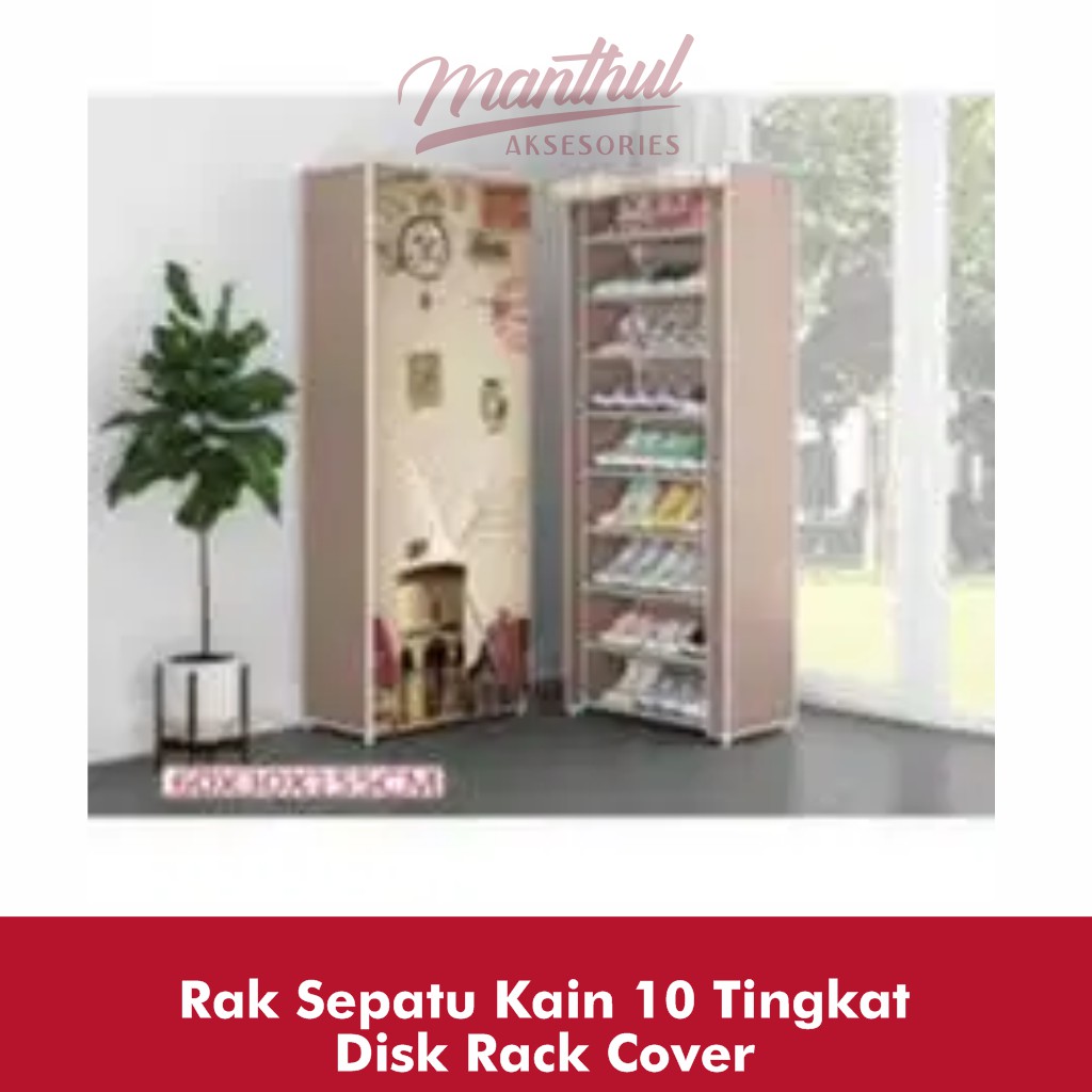 Rak Sepatu Kain 10 Tingkat Disk Rack Cover