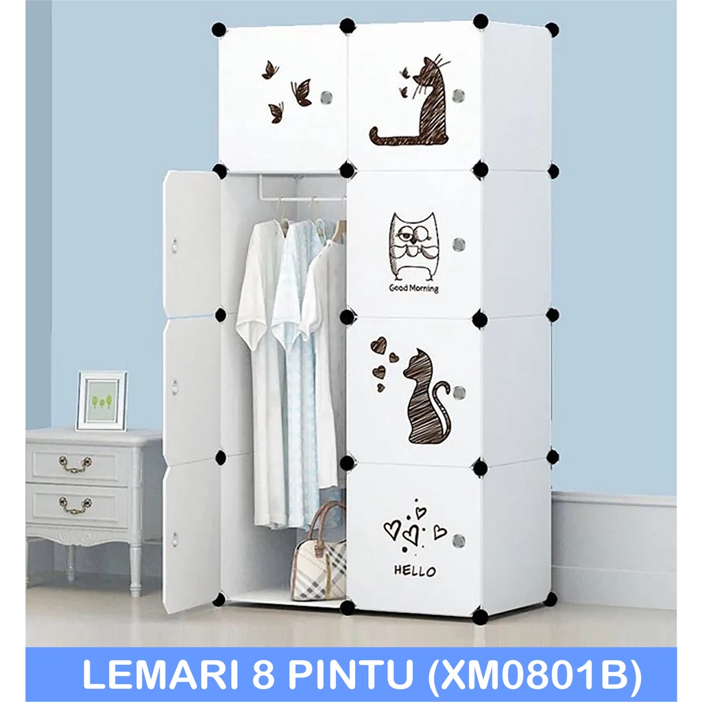 Lemari Plastik Portable 8 Pintu Lemari Plastik Karakter Lemari Pakaian Portable Lemari Pakaian Murah