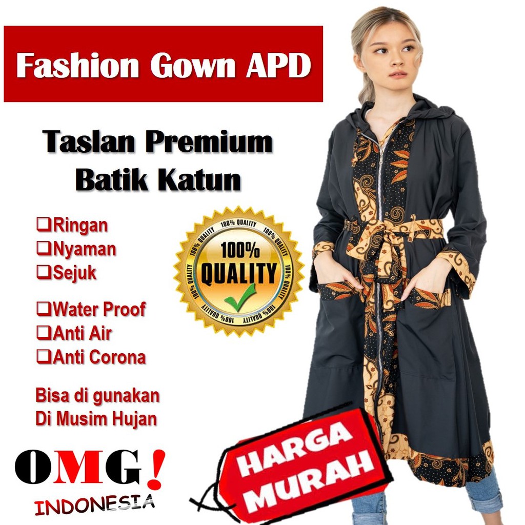 APD Gown Baju Cewe Korea Fashion Indonesia Taslan Premium Ringan Anti Hujan Anti Virus Corona Medis
