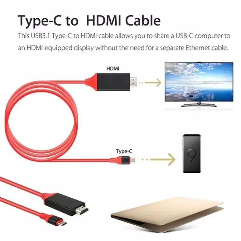 Kabel HDMI Usb type C to HDTV 2M / Kabel Lightning to HDMI / HDTV