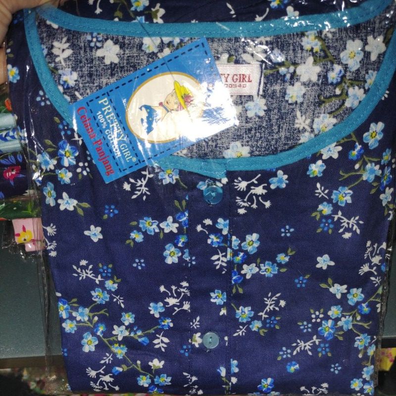 Piyama Cp set celana panjang Katun Motif Bunga Pretty girl-KODE 8C