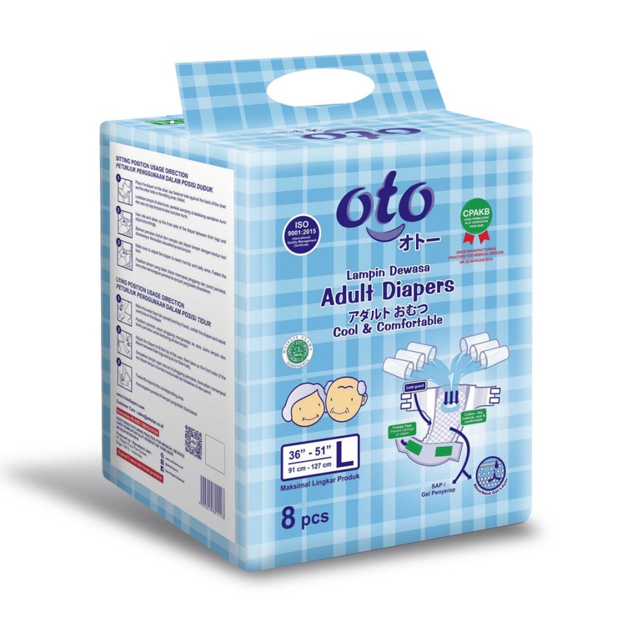 OTO Diapers Adult / Popok Dewasa model Perekat ukuran L 8 / Isi 8 pcs