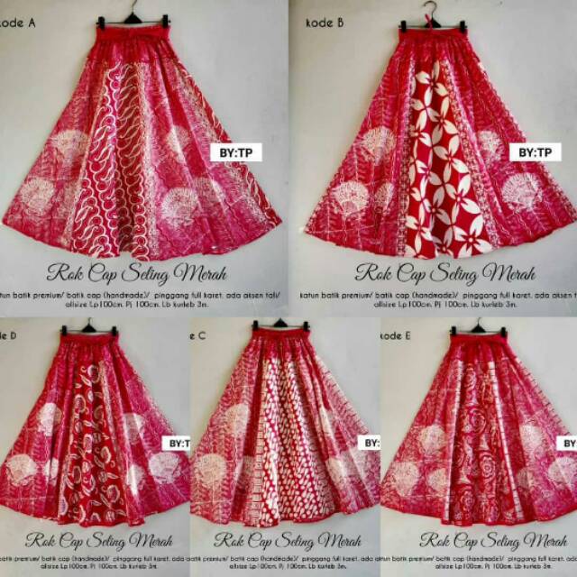 Rok Cap Seling Merah Panjang Klok Rampel Bawahan Kebaya Trendy Modern Seragam Bridesmaids Muslim