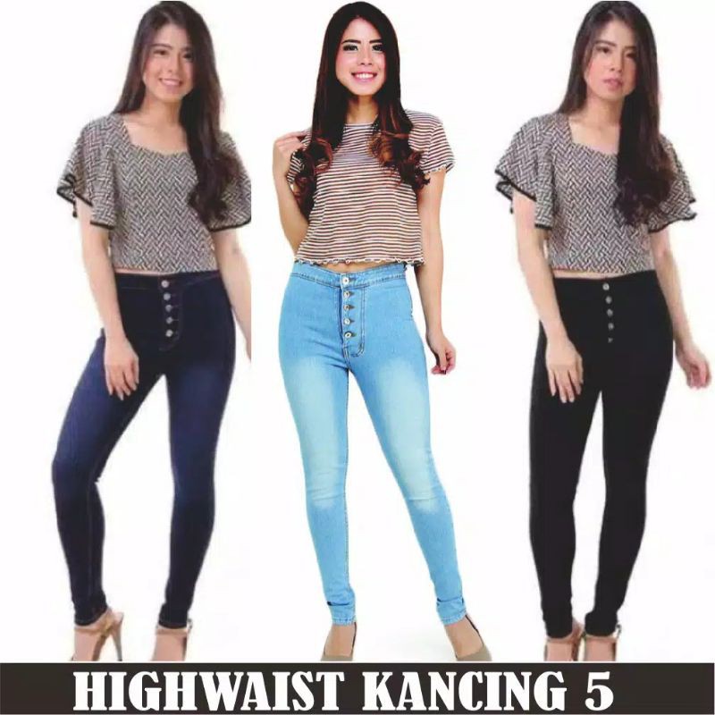 KIRANAOFFICIAL - ( COD ) celana Jeans highwaist 5 buttons ( B01 )