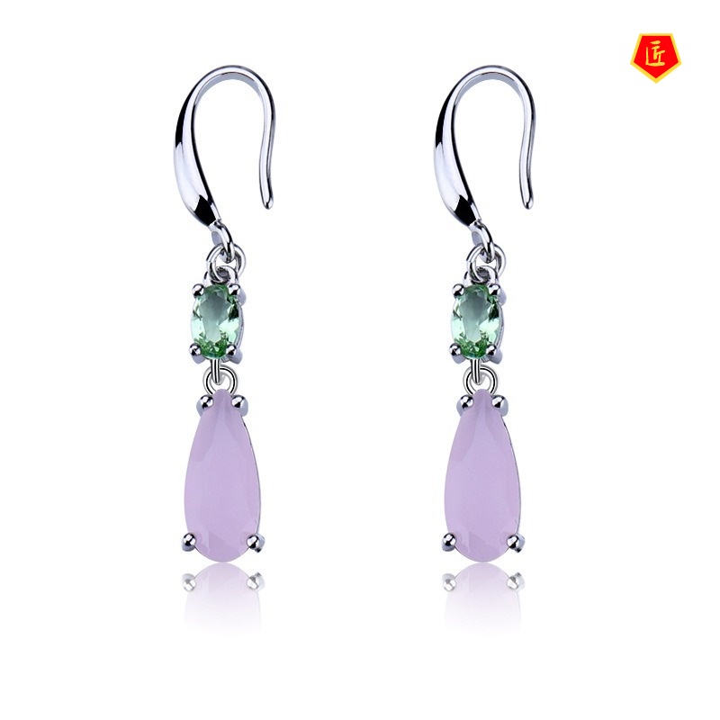 [Ready Stock]Elegant Temperament S925 Silver Colored Gems Earrings