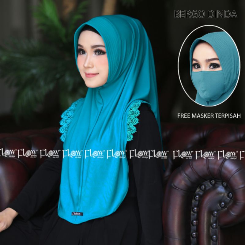 Jilbab Bergo Instan Simpel Dinda Free Masker Ori Flow-Tosca