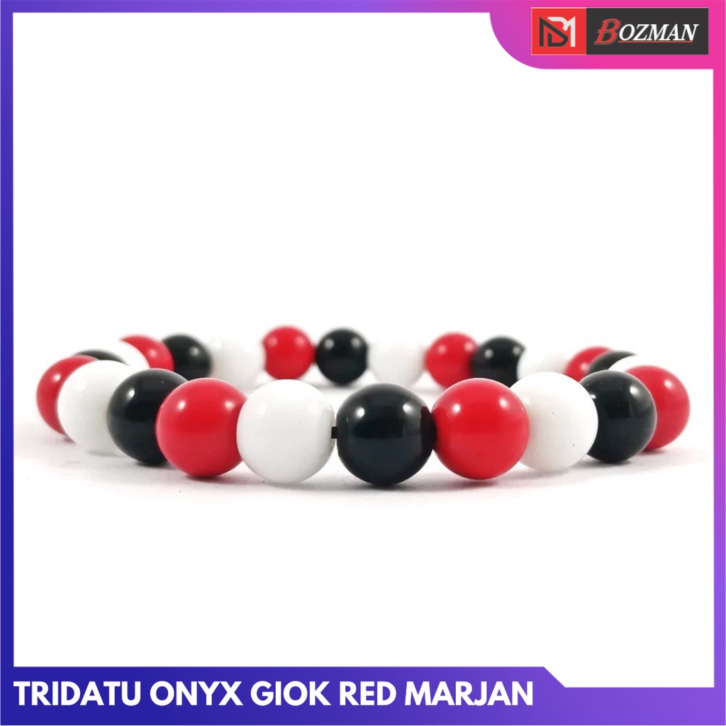 Gelang Batu Tridatu Black Onix Giok Putih Dan Marjan