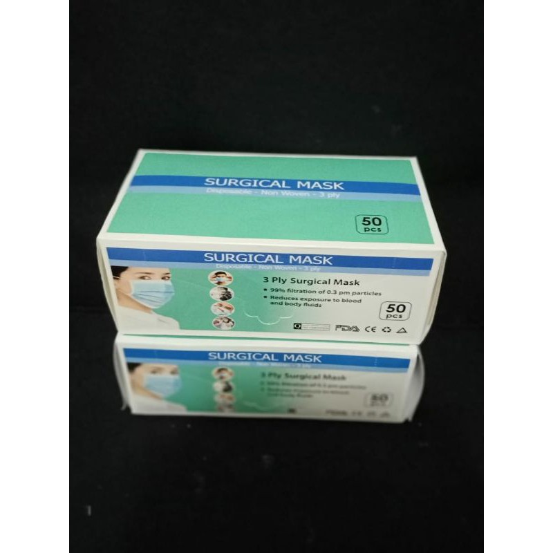 masker medis surgical mask hitam 3 ply Earloop dan hijab