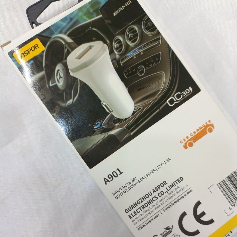 car charger Aspor Quick Charge 3.0 with led fast charger cocok untuk charger mobil