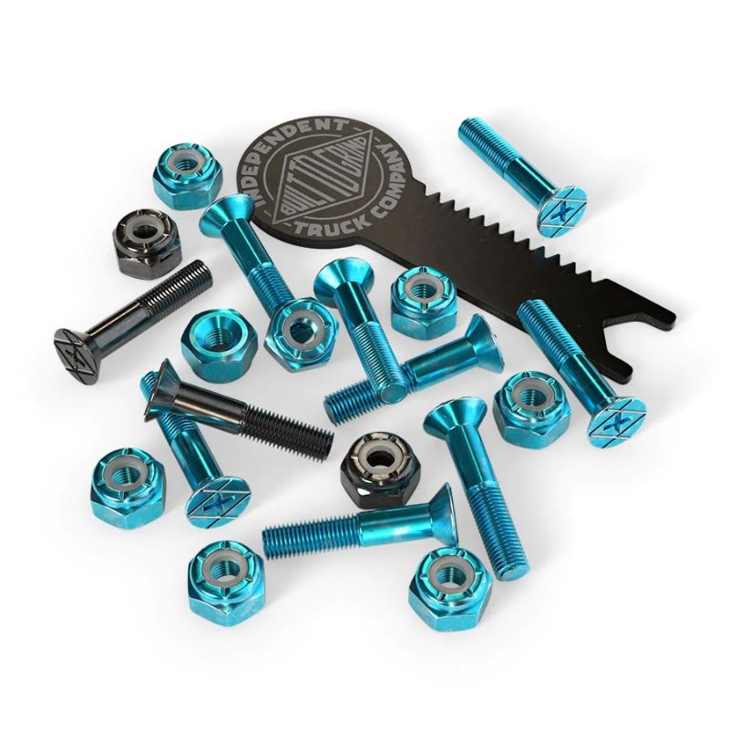 INDEPENDENT Genuine Parts 1in Phillips Hardware Skateboard Blue/Black Pk/10 W/Tool