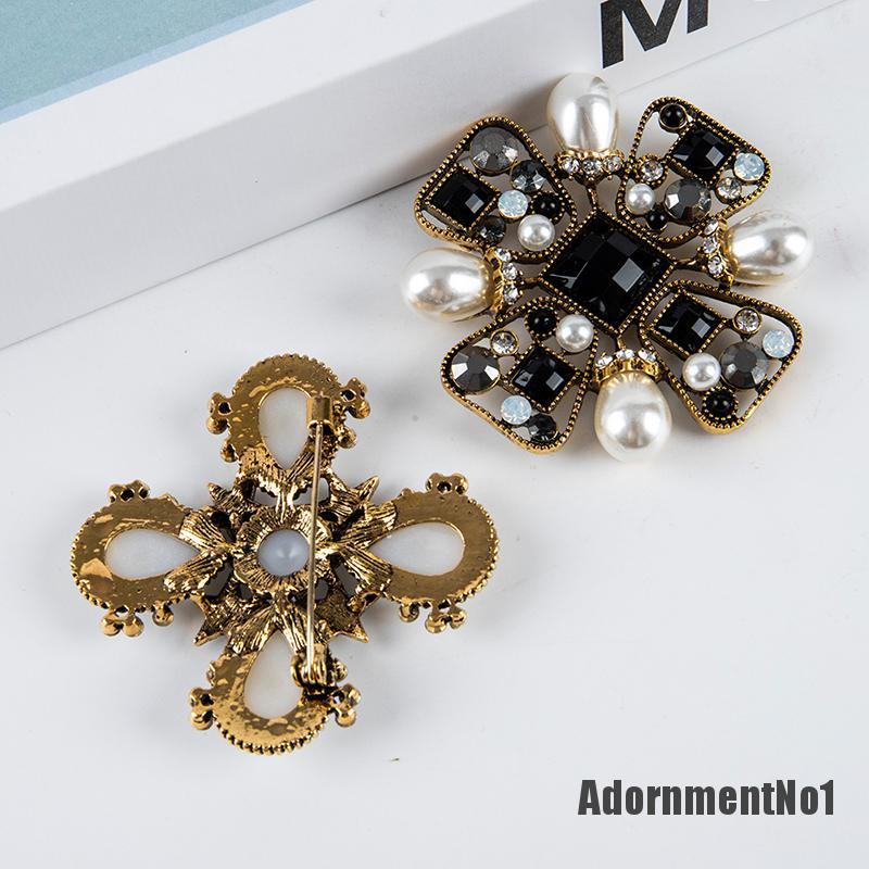 (Adornmentno1) Pin / Bros Aksen Mutiara Imitasi Model Retro Untuk Wanita