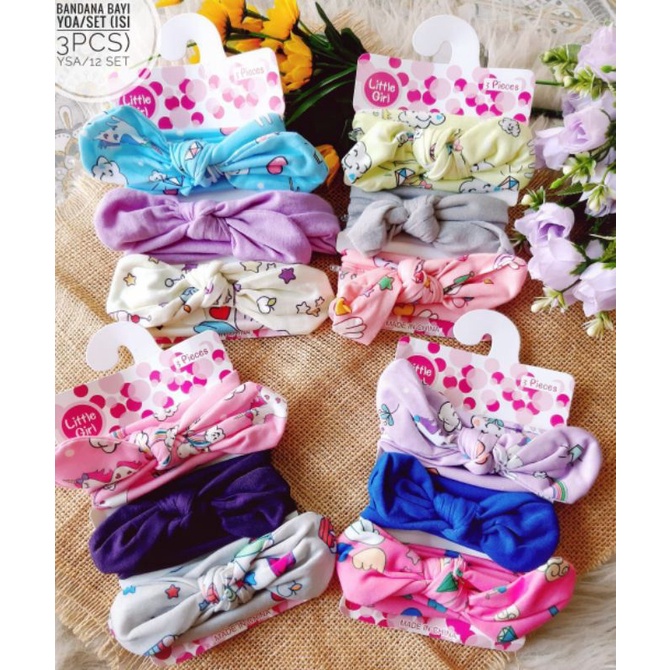 Turban Anak Bandana baby motif import Headband (1 set isi 3pcs)