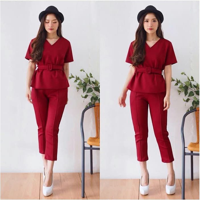 Setelan Remaja - Rahnem Sr 07 Merah - Baju Remaja Blus  YD120  Natalia Maron [ Wanita 0107] Seh