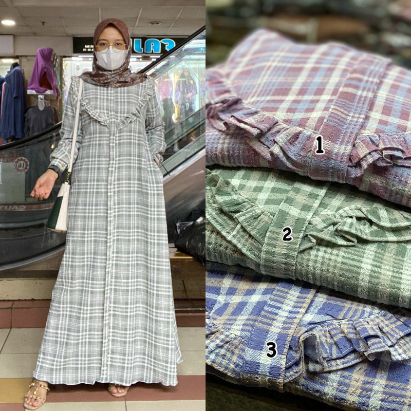 Olivia Mj Miranda Plaid Gamis Premium wanita