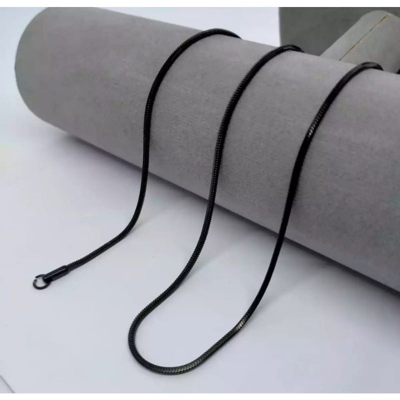 KALUNG TITANIUM HITAM PRIA WANITA ANTI KARAT ANTI LUNTUR