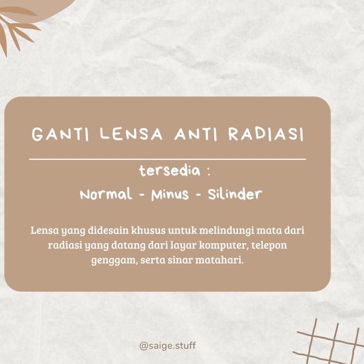 Rekomendasi [ANTI RADIASI] Ganti Lensa Anti Radiasi