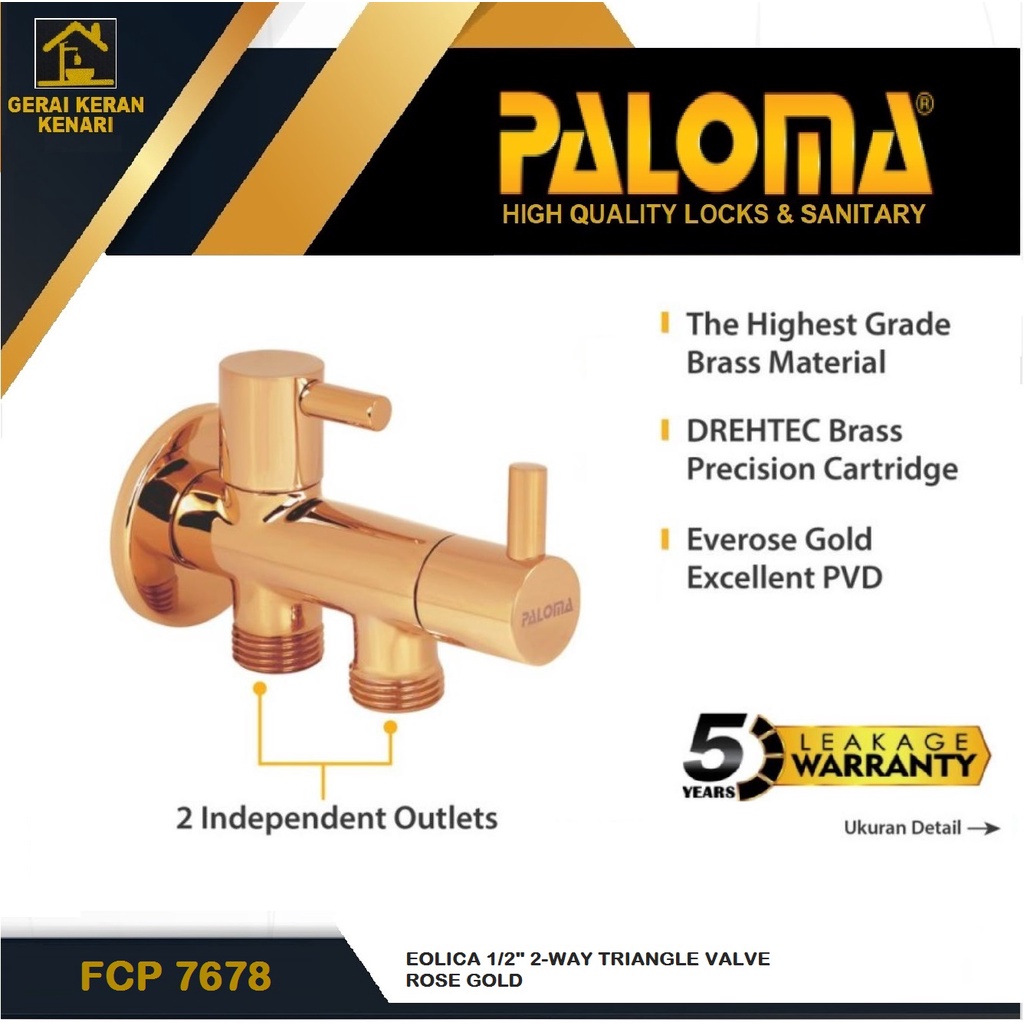 PALOMA FCP 7678 STOP KERAN CABANG T CLOSET WC TOILET KRAN JET SHOWER Kamar Mandi ROSE GOLD