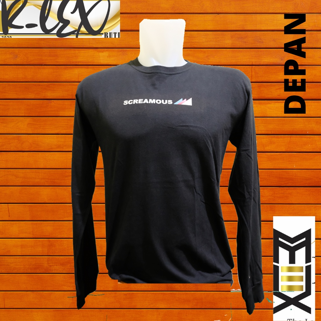 KAOS DISTRO PRIA SCREAMOUS FASHION PRIA T SHIRT PREMIUM LENGAN PANJANG HITAM R-LEX