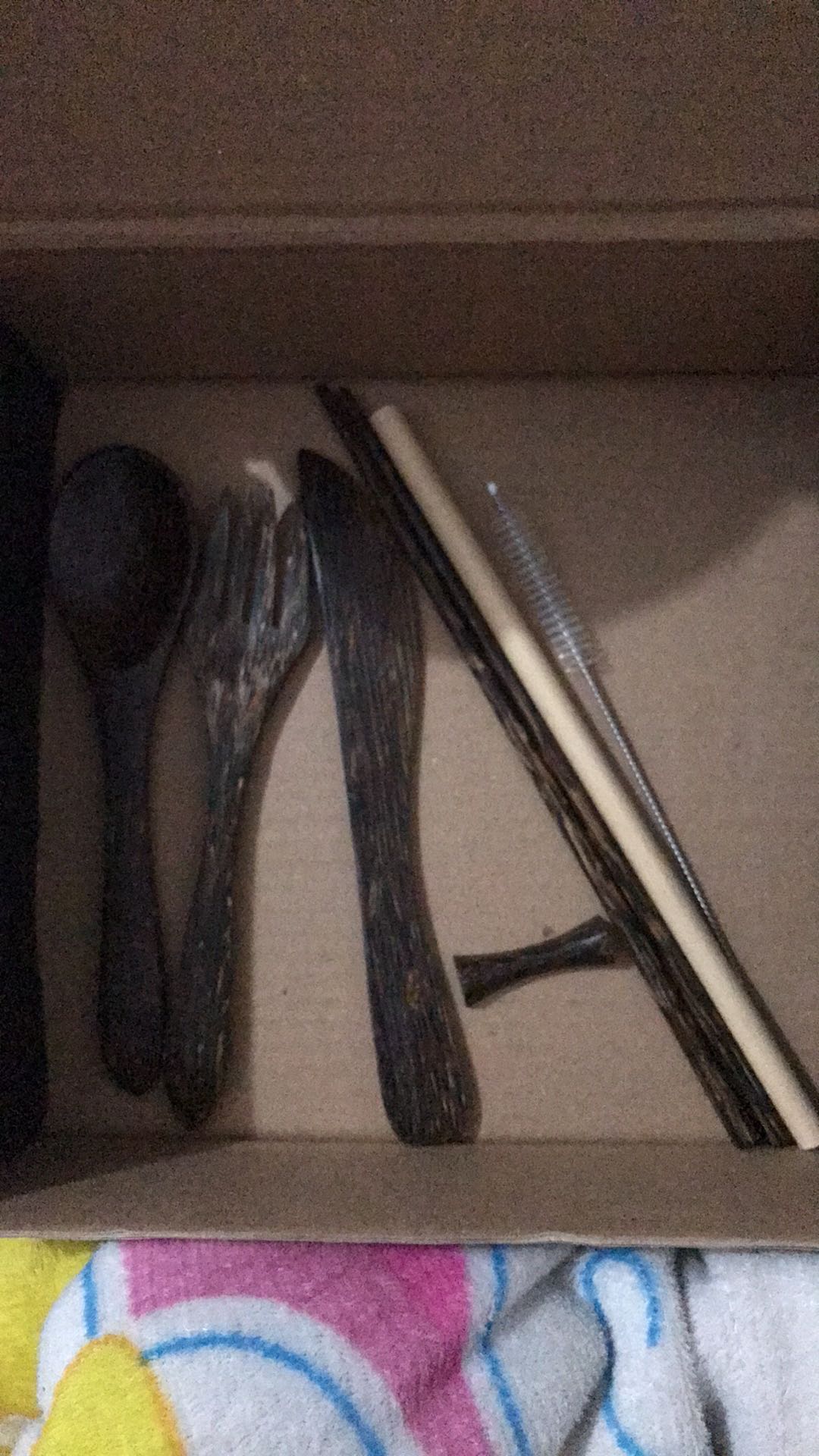 Sendok, Garpu, Pisau, Sumpit, Sedotan Set Kayu Aren