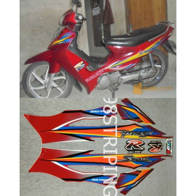 STRIPING SMASH 110R MERAH TAHUN 2003 STIKER LIS STANDAR ORI SUZUKI 110 R
