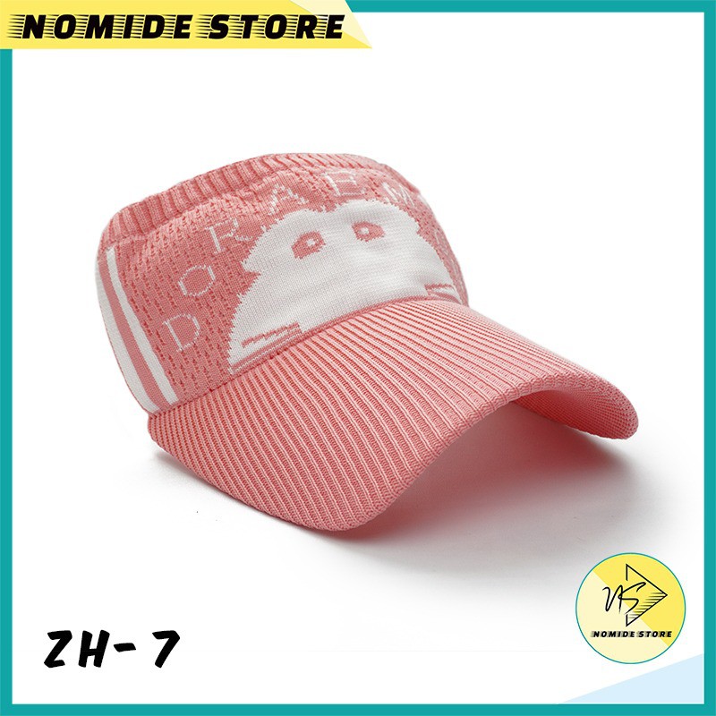 Topi Rajut Anak Visor Pantai Sunshade Motif Kartun Doraemon ANTI UV Topi Lucu Anak Laki Perempuan ZH-ZH7-DARK PINK