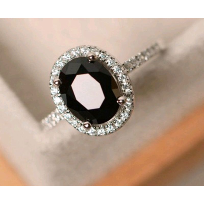 CINCIN PERAK S925 CINCIN MATA HITAM BERKILAU