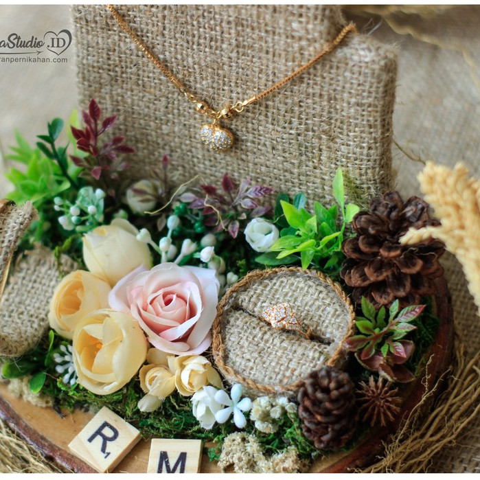 Kotak Perhiasan | Kotak Cincin | Bird Nest Ringbox Full Set