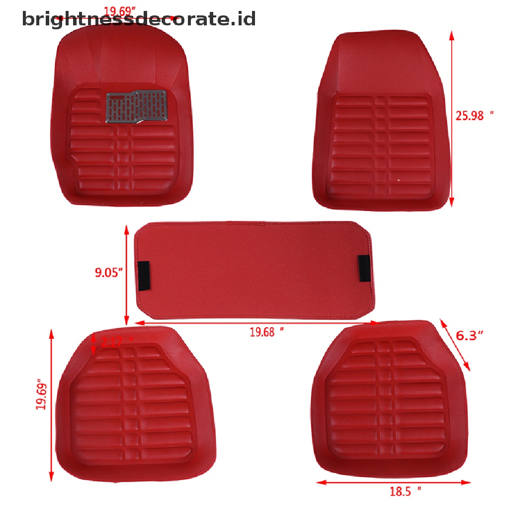 5 Pcs / Set Karpet Lantai Mobil Universal Bahan Kulit Pu