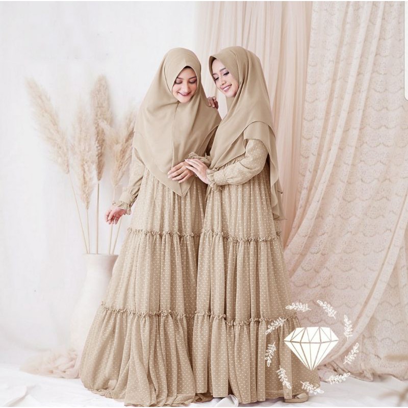 Gamis Syari Pesta muslim Tile dot Polkadot Tutu princess brokat muslimah Haji kondangan