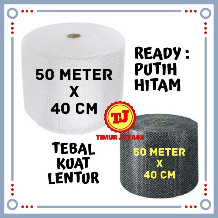 

Ginger- KHUSUS GOJEK GRAB / Bubble Wrap 50m x 40cm / Bubblewrap Putih - Hitam