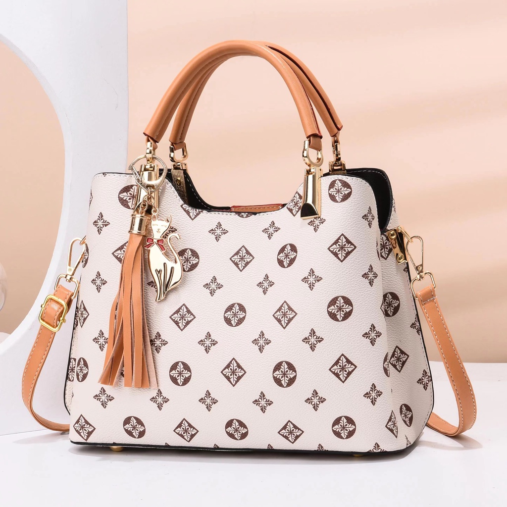 JK 970 1KG MUAT 2PCS TAS HAND BAG WANITA SELEMPANG IMPORT MOTIF MONOGRAM ELEGAN Y9230 T3144 U4444