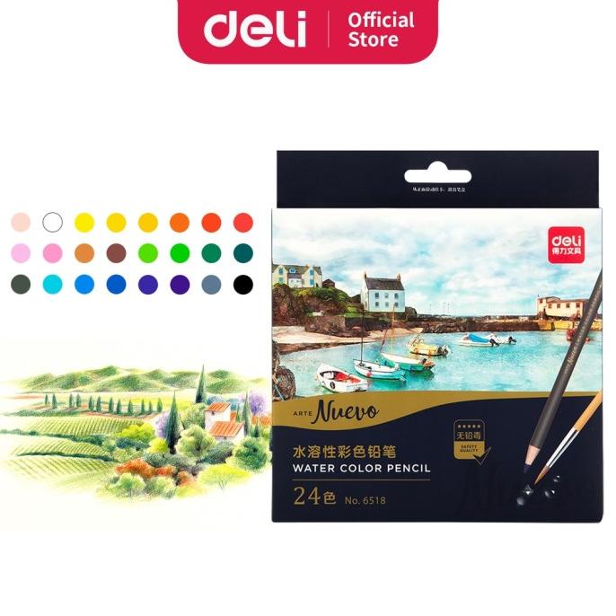 

VP917 DELI PENSIL WARNA 24 36 48C WATERCOLOR DENGAN KUAS NON-TOXIC DAP YHJTY54654