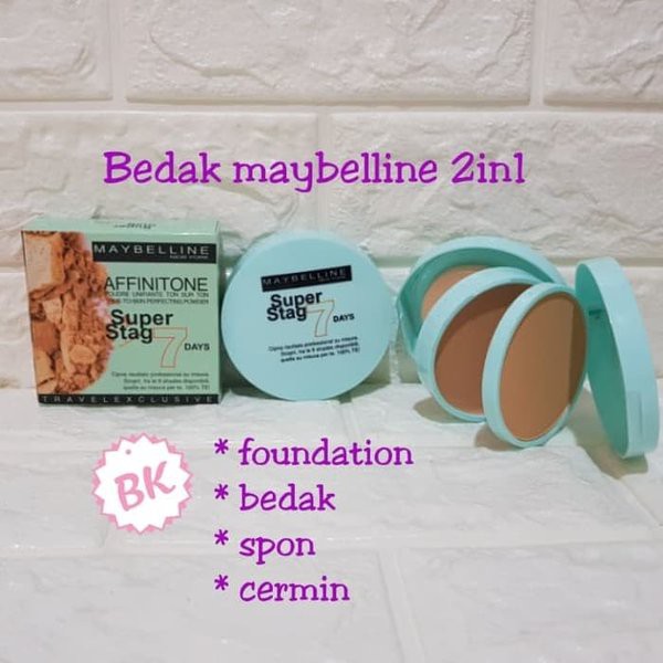 Bedak Maybellin Affinitone 2in1 Super Stag 7 Day Powder+Foundation