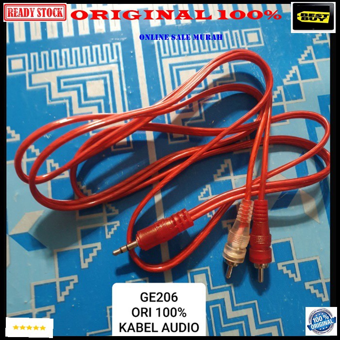 G206 ori 100% kabel audio hp aux 3.5mm rca sound system stereo jek jack sambungan elektronik speaker spk musik mp3 suara laptop handphone DLL multifungsi original  1,5 meter / 150 cm  Bisa segala JENIS HP  KABEL 3.5MM KE RCA  Penyambungan Kabel Multifungs