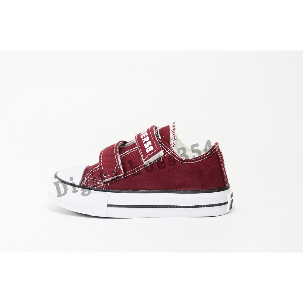 COD SEPATU PEREPET ANAK SEKOLAH/sepatu anak anak converse velcro perekat maron size 21-35