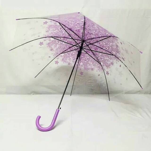 Payung transparan/payung tongkat/bening/payung motif bunga